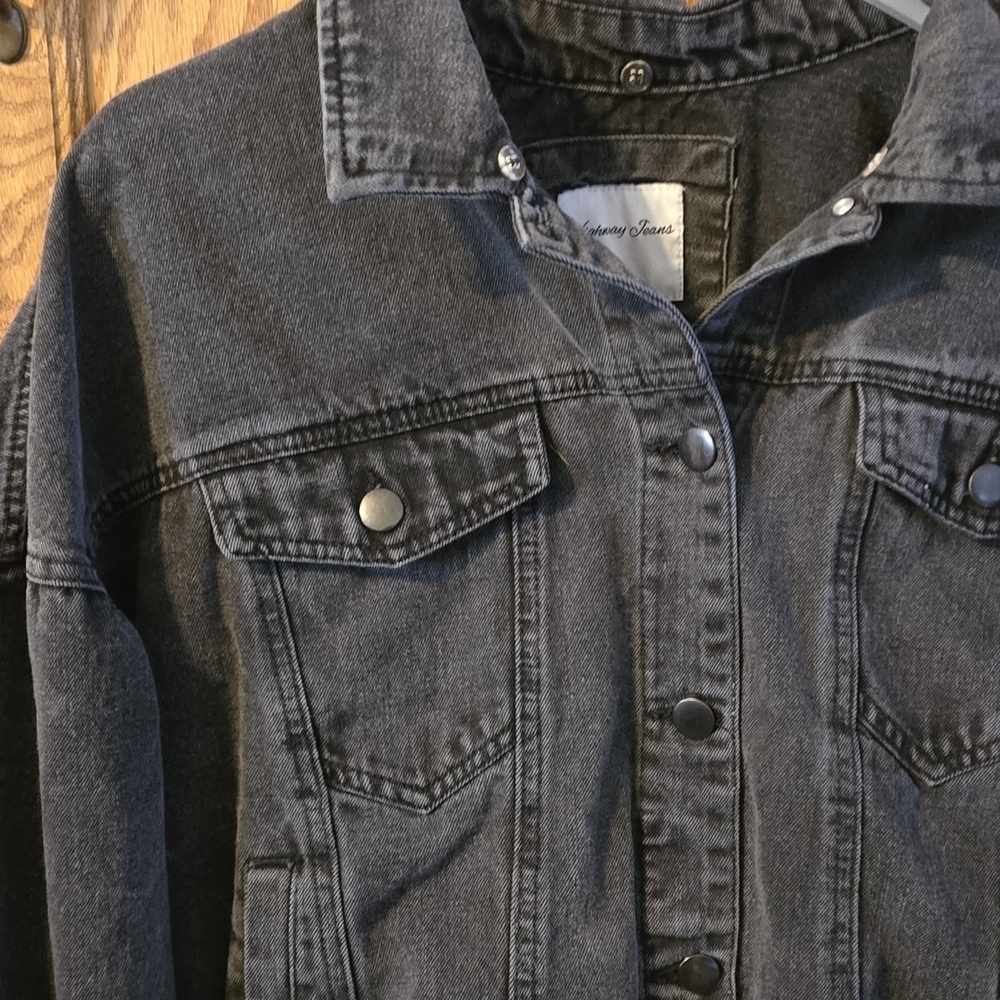 Vintage Highway Jeans Cropped Denim Jacket Women’s L Medium Wash Button Front - Picture 4 of 14
